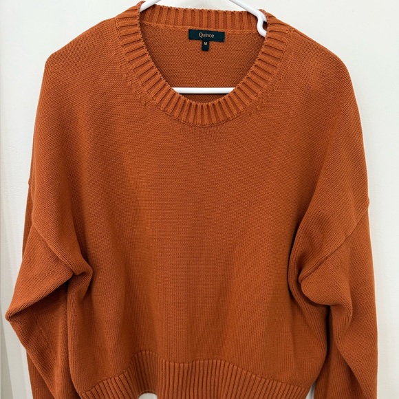 Quince Women's 100% Organic Cotton Boyfriend Crew Neck Sweater - Rust - Picture 1 of 4